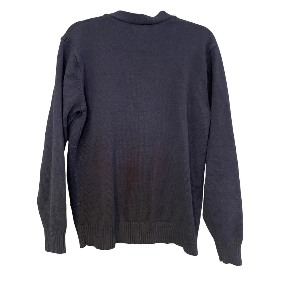 Oscar de la Renta Men Navy Blue  Sweater Button Front L Eclectic Grandpa Coastal